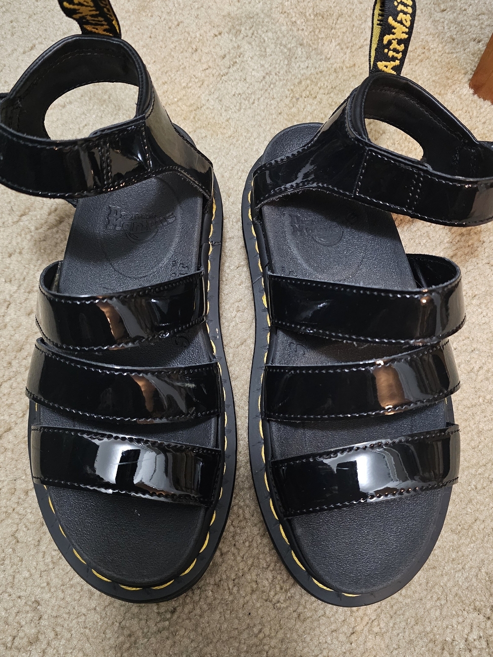 Dr. Martens Classic Patent Black Strappy Sandals
